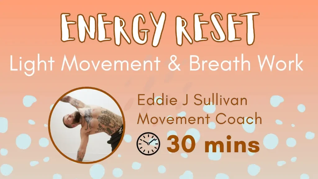 Energy Reset event graphic: light movement and breath work with Eddie J Sullivan