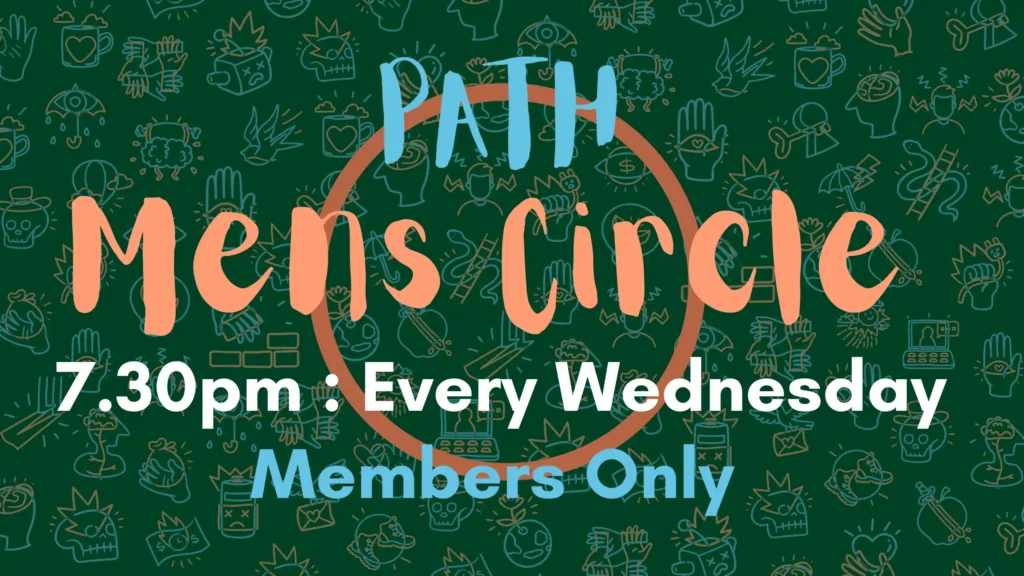 Path Community men's circle graphic: weekly online discussion