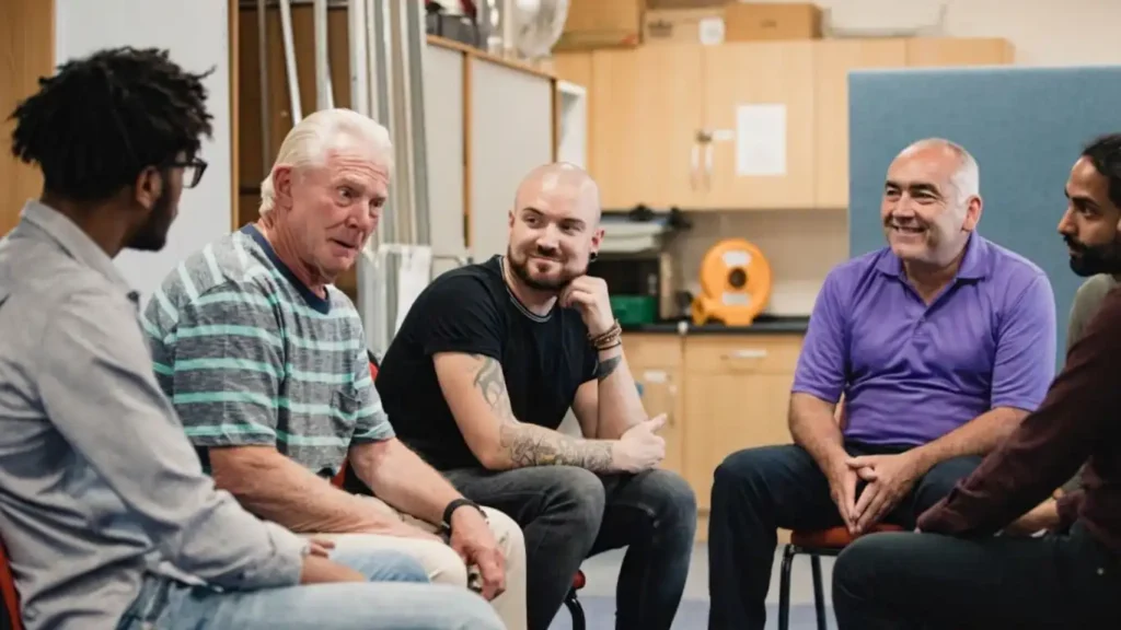 Path Community men's circle in discussion