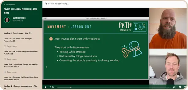 Path Community online module lesson with coach video
